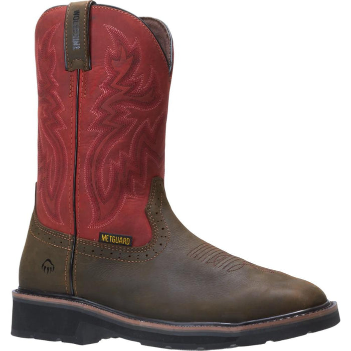 Wolverine® Men's Waterproof Rancher Composite Toe Wellington Boots with Met-Guard - Brown/Red - W10929