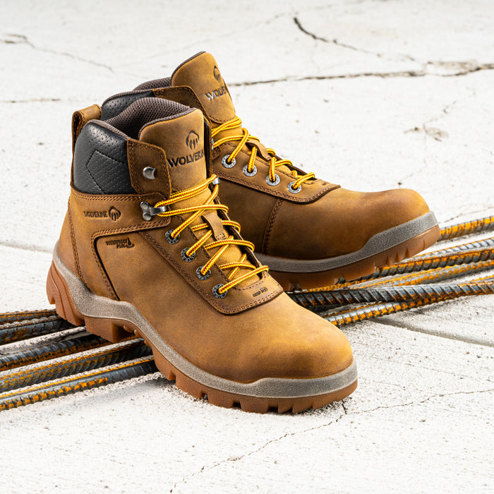Wolverine® Men's Waterproof Vantage HyperRest™ Steel Toe 6" Boots - Dark Tan - W250028