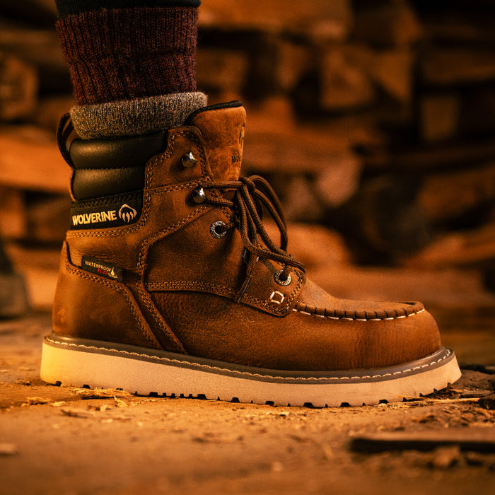 Wolverine® Women's Trade Wedge  Waterproof & Lightweight Steel Toe 6" Boots - Sudan Brown - W231106