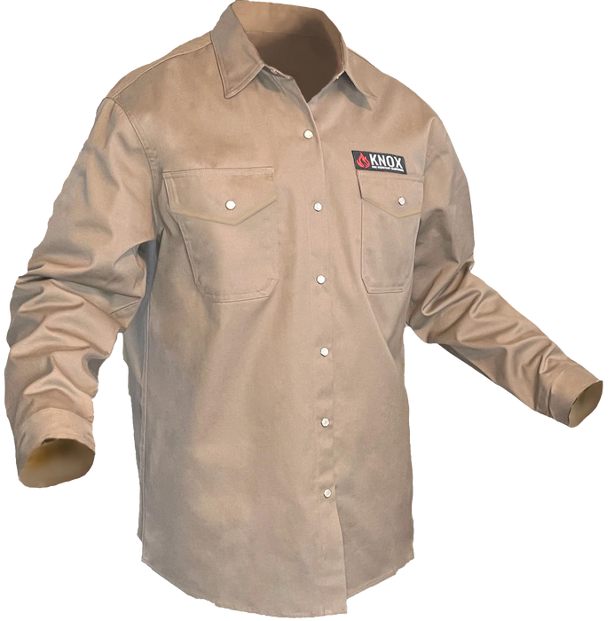Knox FR Flame Resistant Shirt Tan With Pearl Snap Buttons