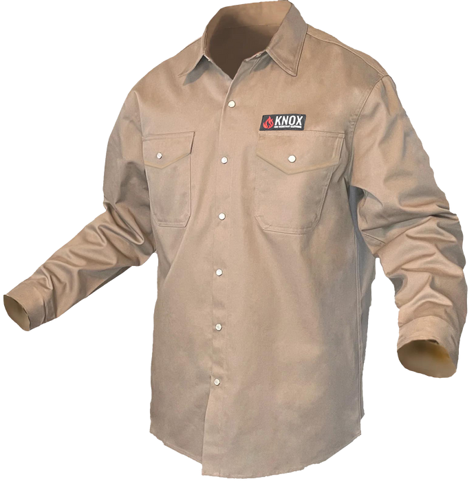 Knox FR Flame Resistant Shirt Tan With Pearl Snap Buttons