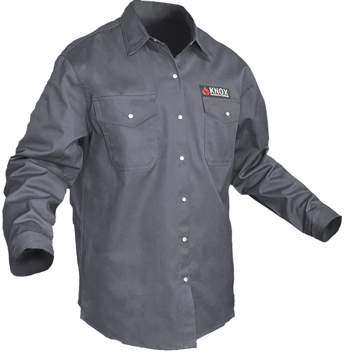 Knox FR Flame Resistant Shirt Gray With Pearl Snap Buttons