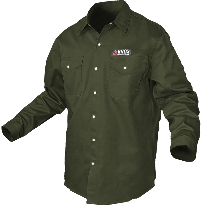 Knox FR Flame Resistant Shirt Military Green With Pearl Snap Buttons