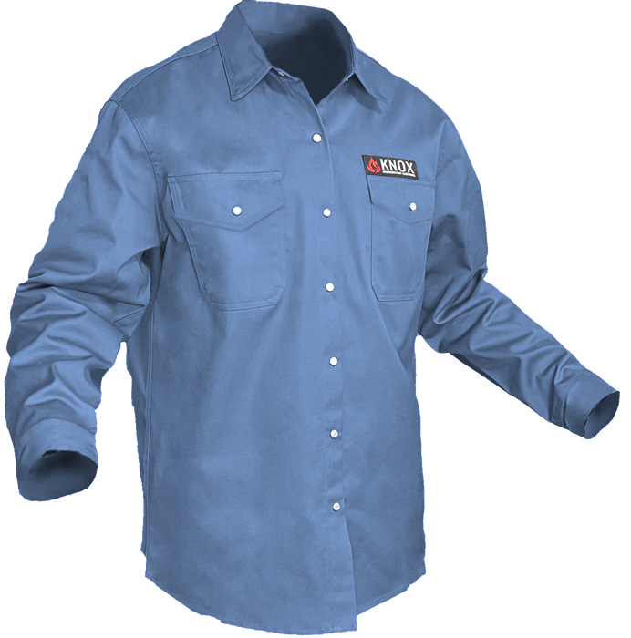 Knox FR Flame Resistant Shirt Blue With Pearl Snap Buttons