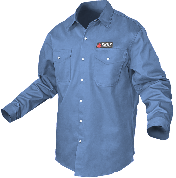Knox FR Flame Resistant Shirt Blue With Pearl Snap Buttons