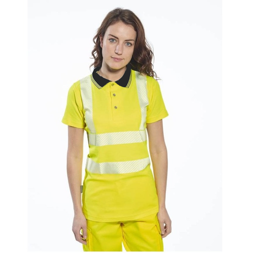 PORTWEST® Women's Pro Polo Shirt Yellow/Black LW72 ANSI Class 2 - INDUSTRIAL SUPPLY MART