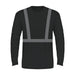 BAYSIDE® MADE IN USA Hi-Vis 100% Cotton Long Sleeves Crew Segmented Striping - 3705 - Black - Safety Vests and More