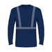 BAYSIDE® MADE IN USA Hi-Vis 100% Cotton Long Sleeves Crew Segmented Striping - 3705 - Navy - Safety Vests and More
