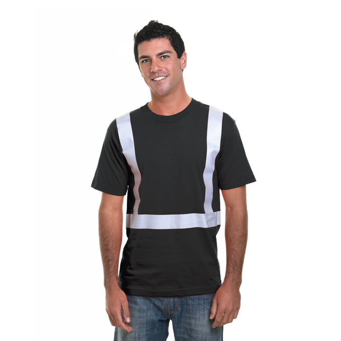 BAYSIDE® MADE IN USA Hi-Vis Performance Crew Solid Striping - 3755 - Safety Vests and More