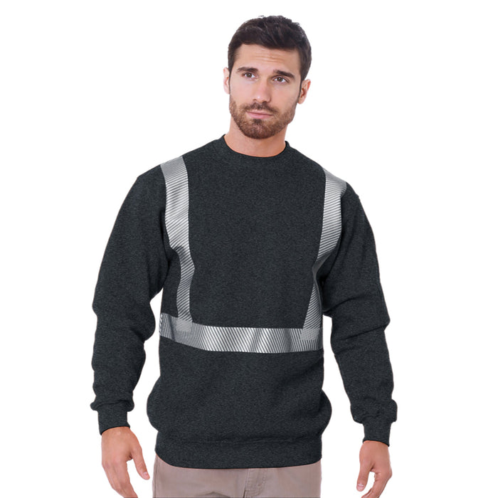 BAYSIDE® MADE IN USA Hi Vis Crew Neck Segmented Striping - 3741 - Safety Vests and More