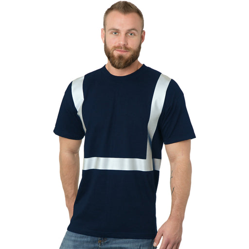 BAYSIDE® MADE IN USA Hi-Vis 50/50 Crew Solid Striping - 3752 - Safety Vests and More
