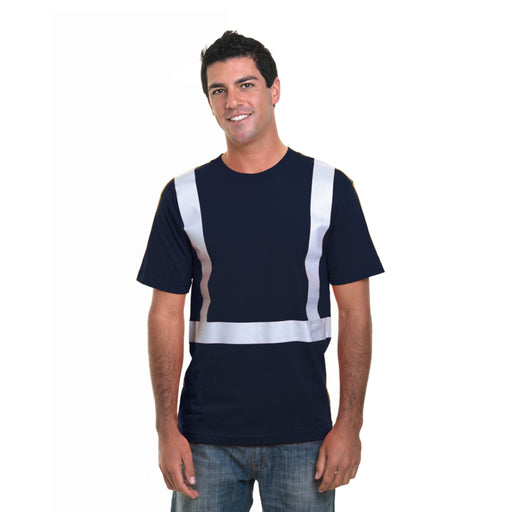 BAYSIDE® MADE IN USA Hi-Vis Performance Crew Solid Striping - 3755 - Safety Vests and More