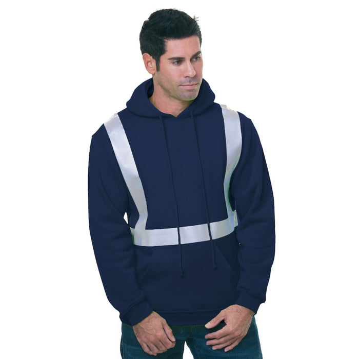 BAYSIDE® MADE IN USA Hi Vis Pullover Hoodie Solid Striping - 3796 - Safety Vests and More