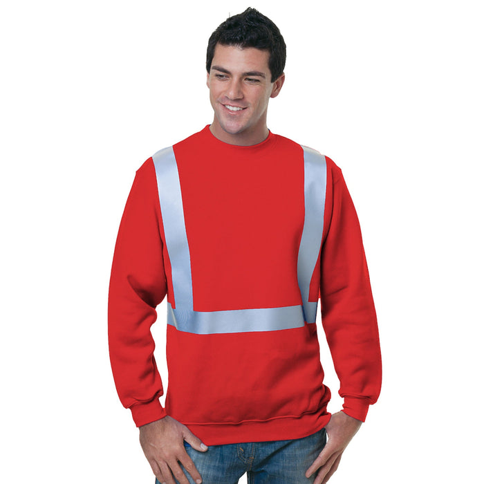 BAYSIDE® MADE IN USA Hi Vis Crew Neck Solid Striping - 3792 - Safety Vests and More