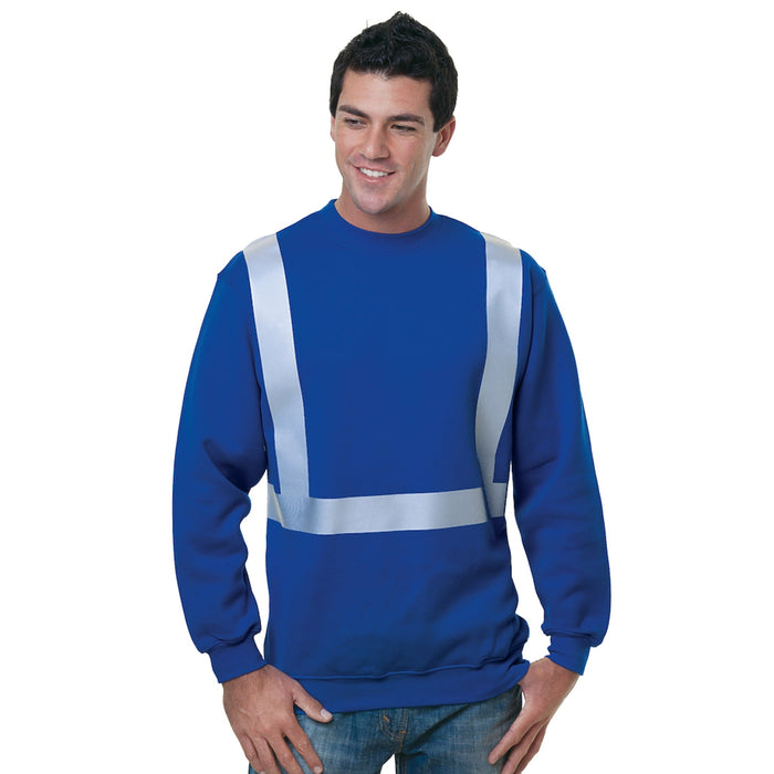 BAYSIDE® MADE IN USA Hi Vis Crew Neck Solid Striping - 3792 - Safety Vests and More