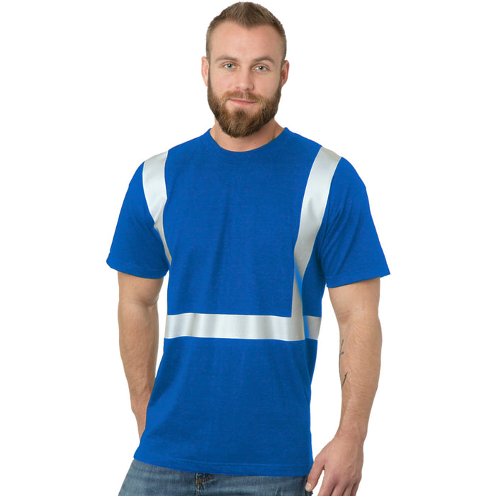 BAYSIDE® MADE IN USA Hi-Vis 100% Cotton Crew Solid Striping - Royal Blue - 3751 - Safety Vests and More