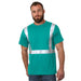 BAYSIDE® MADE IN USA Hi-Vis 100% Cotton Crew Solid Striping - Teal - 3751 - Safety Vests and More