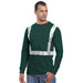 BAYSIDE® MADE IN USA Hi-Vis 100% Cotton Long Sleeve Pocket Crew Solid Striping - Forest Green - 3781 - Safety Vests and More