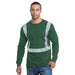 BAYSIDE® MADE IN USA Hi-Vis 100% Cotton Long Sleeves Crew Segmented Striping - 3705 - Forest Green - Safety Vests and More