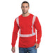 BAYSIDE® MADE IN USA Hi-Vis 100% Cotton Long Sleeves Crew Segmented Striping - 3705 - Red - Safety Vests and More