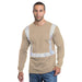 BAYSIDE® MADE IN USA Hi-Vis 100% Cotton Long Sleeves Crew Segmented Striping - 3705 - Sand - Safety Vests and More