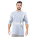 BAYSIDE® MADE IN USA Hi-Vis 100% Cotton Long Sleeves Pocket Crew Segmented Striping - Dark Ash - 3712 - Safety Vests and More