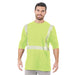 BAYSIDE® MADE IN USA Hi-Vis 100% Cotton Long Sleeves Pocket Crew Segmented Striping - Lime Green - 3712 - Safety Vests and More