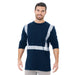 BAYSIDE® MADE IN USA Hi-Vis 100% Cotton Long Sleeves Pocket Crew Segmented Striping - Navy - 3712 - Safety Vests and More