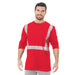 BAYSIDE® MADE IN USA Hi-Vis 100% Cotton Long Sleeves Pocket Crew Segmented Striping - Red - 3712 - Safety Vests and More