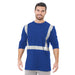 BAYSIDE® MADE IN USA Hi-Vis 100% Cotton Long Sleeves Pocket Crew Segmented Striping - Royal Blue - 3712 - Safety Vests and More