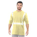 BAYSIDE® MADE IN USA Hi-Vis 100% Cotton Long Sleeves Pocket Crew Segmented Striping - Yellow - 3712 - Safety Vests and More