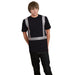 BAYSIDE® MADE IN USA Hi-Vis 100% Cotton Pocket Crew Segmented Striping - Black - 3710 - Safety Vests and More