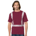BAYSIDE® MADE IN USA Hi-Vis 100% Cotton Pocket Crew Segmented Striping - Burgundy - 3710 - Safety Vests and More