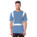 BAYSIDE® MADE IN USA Hi-Vis 100% Cotton Pocket Crew Solid Striping - Carolina Blue - 3771 - Safety Vests and More