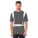 BAYSIDE® MADE IN USA Hi-Vis 100% Cotton Pocket Crew Solid Striping - Charcoal - 3771 - Safety Vests and More