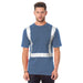 BAYSIDE® MADE IN USA Hi-Vis 100% Cotton Pocket Crew Solid Striping - Denim - 3771 - Safety Vests and More