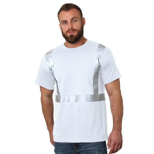 BAYSIDE® MADE IN USA Hi-Vis 50/50 Crew Solid Striping - 3752 - Safety Vests and More