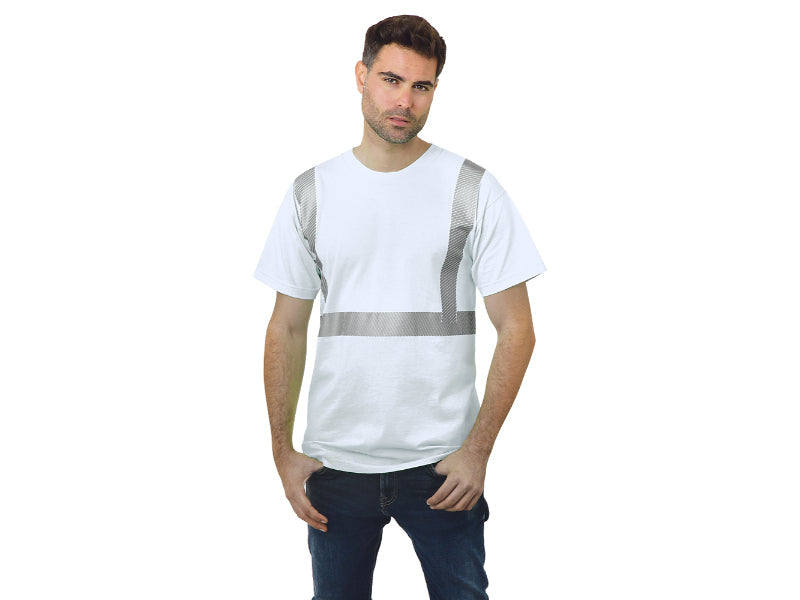 BAYSIDE® MADE IN USA Hi-Vis Crew 50/50 Segmented Striping - 3702 - Safety Vests and More