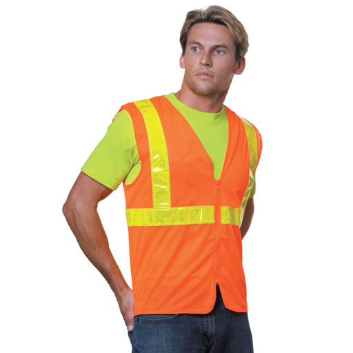 BAYSIDE® MADE IN USA - Mesh Vest - 3780 Orange - ANSI Class 2 - Safety Vests and More
