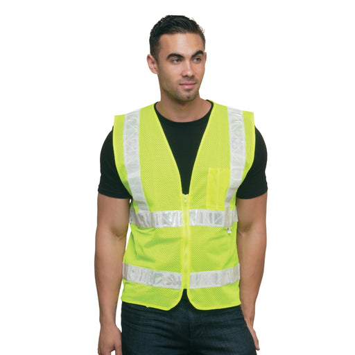 BAYSIDE® MADE IN USA - Mesh Vest - 3785 Lime Green - ANSI Class 2 - Safety Vests and More