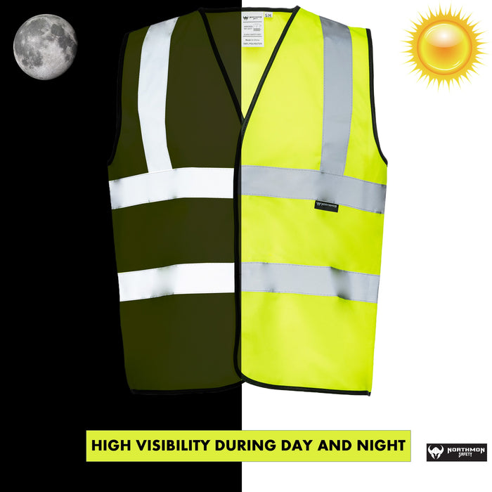 Northmon Safety Vest Velcro Closure - No Pocket ANSI Class 2 - Yellow - L / XL