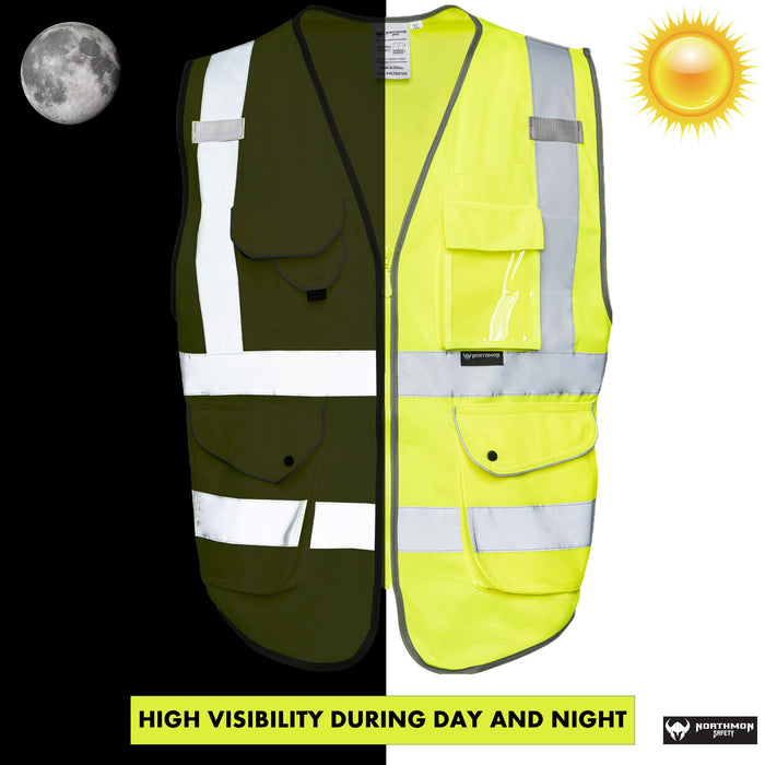 Premium Hi Vis Surveyor Safety Vest 9 Pockets - ANSI Class 2