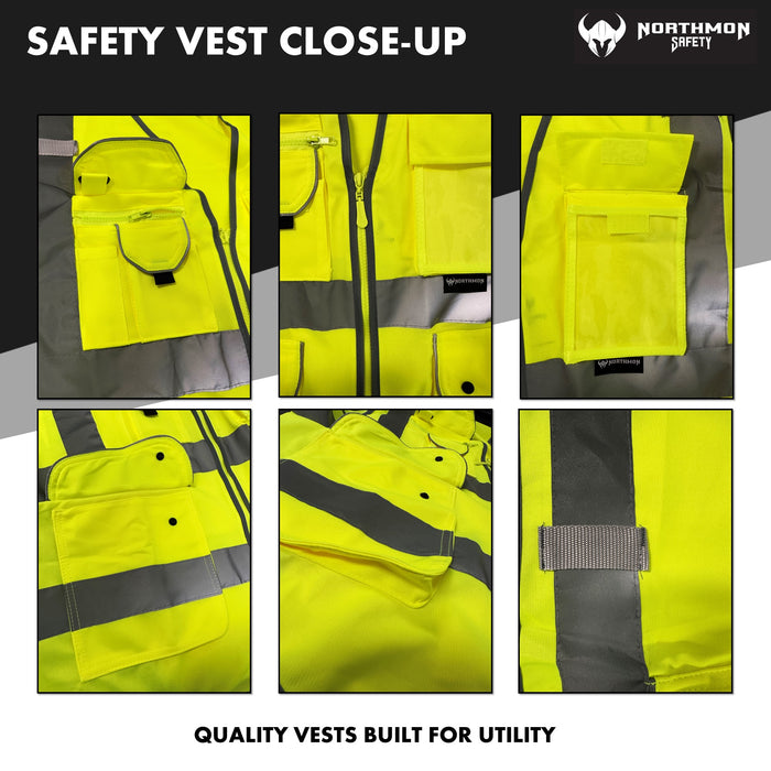 Hi Vis Surveyor Safety Vest 9 Pockets - 100 Series - ANSI Class 2