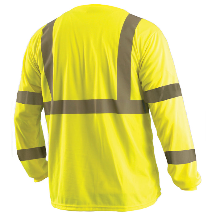OccuNomix Long Sleeve Wicking Birdseye Safety Shirt - Yellow / Orange - Type R Class 3 - LUX-LSETP3B