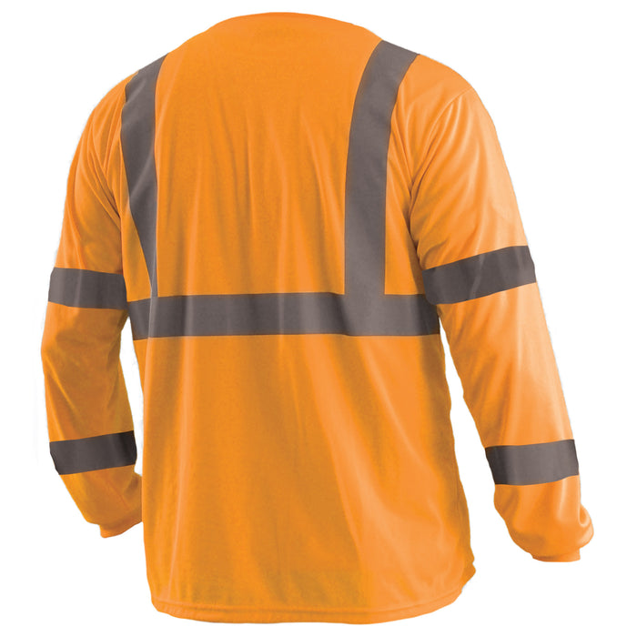 OccuNomix Long Sleeve Wicking Birdseye Safety Shirt - Yellow / Orange - Type R Class 3 - LUX-LSETP3B