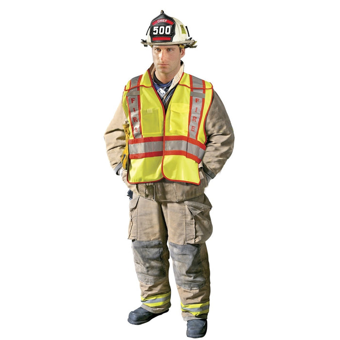 OccuNomix Premium Solid Public Hi Vis Fire Safety Vest - Yellow - Type P Class 2 -  LUX-PSF - Safety Vests and More