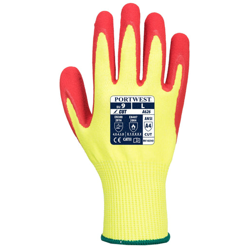 PORTWEST® A626 Vis-Tex Hi Vis HR Cut Gloves - CAT 2 - ANSI Cut Level A5 - Safety Vests and More