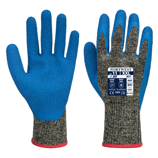 PORTWEST® Aramid Latex HR Cut Gloves A611 - CAT 2 - ANSI Cut Level A4 - Safety Vests and More