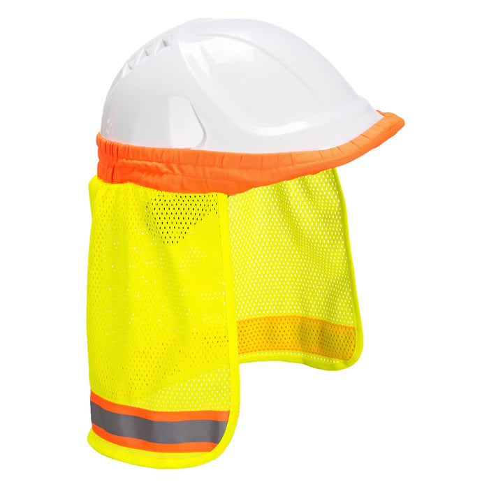 PORTWEST® Hi Vis Sun Shade Head & Neck Cover - 1" Reflective Silver Tape - Yellow - Safety Vests and More