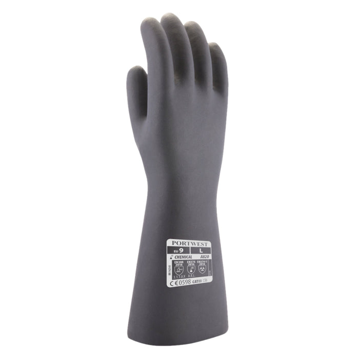 PORTWEST Heavyweight Latex Rubber Gauntlet Gloves - CAT 3 - A802